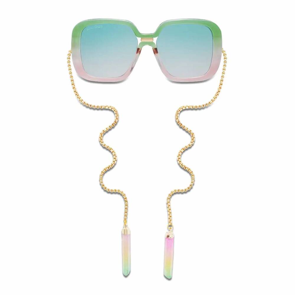 NEW WILLOWS aviator sunnies in gold w/ pink and green crystals